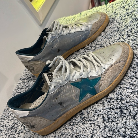 Golden Goose Ballstar sneakers, silver mesh design, in good used condition - Picture 10 of 16
